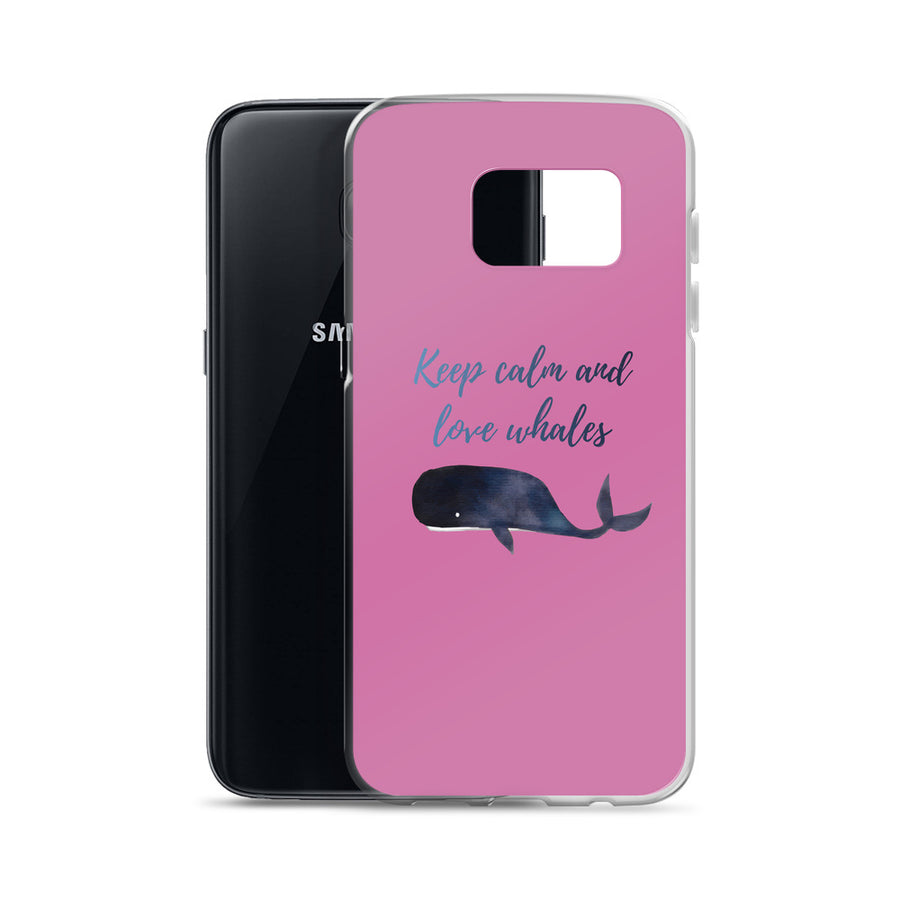 Keep Calm and Love Whales Samsung Case Pink - Splashing Apparel