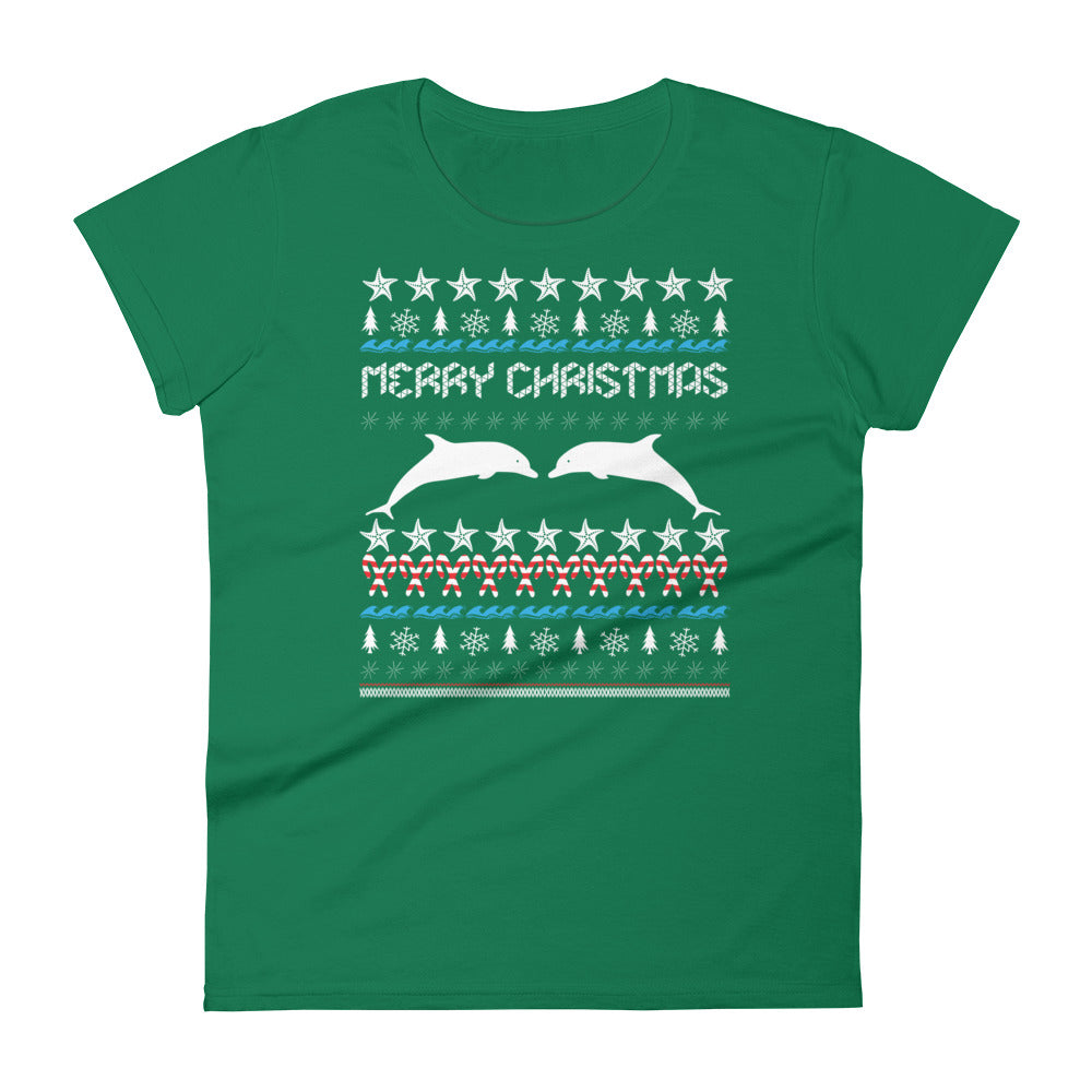 Christmas Dolphin Women's t-shirt - Splashing Apparel