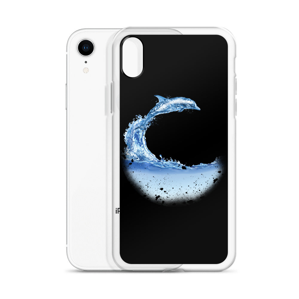 Aqua Dolphin iPhone Case Black - Splashing Apparel
