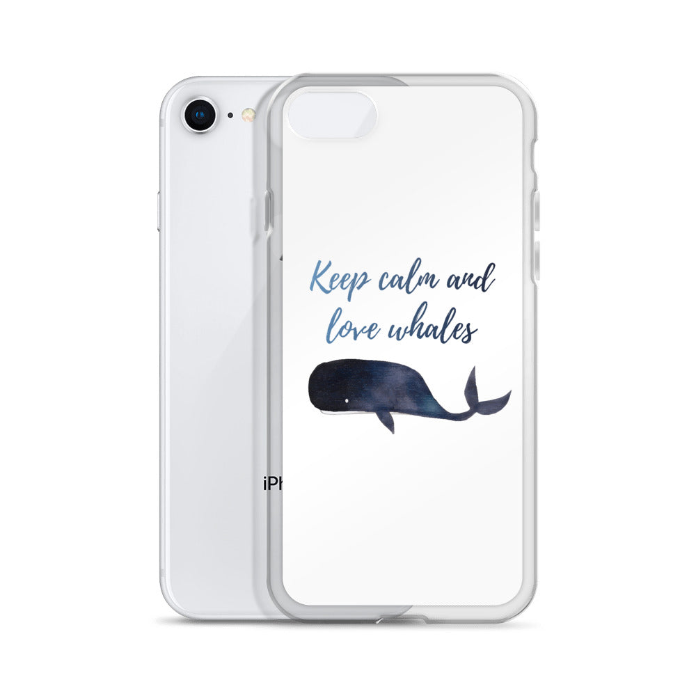 Keep Calm and Love Whales iPhone Case White - Splashing Apparel