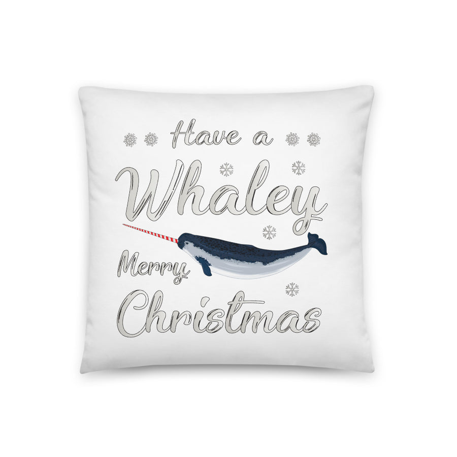 Candy Cane Narwhal Pillow - Splashing Apparel