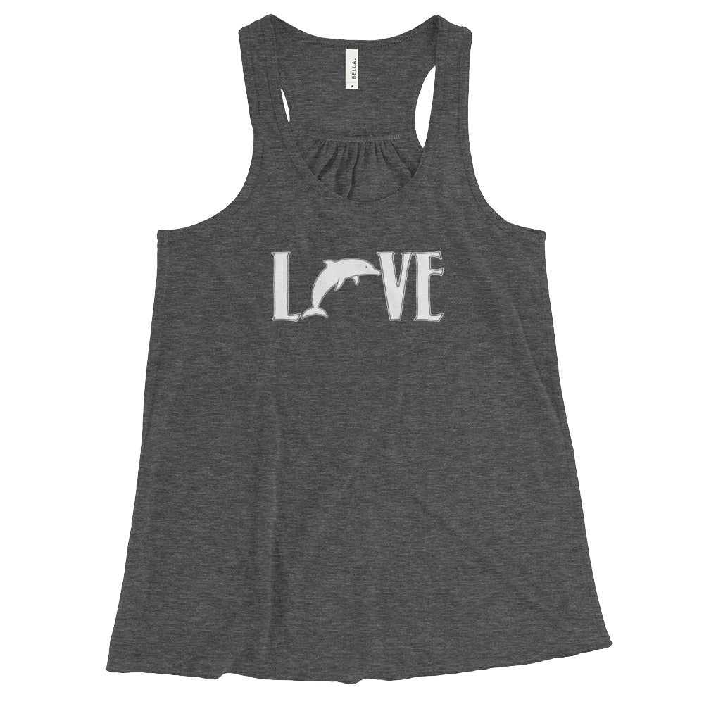 Love Dolphins Women's Flowy Racerback Tank - Splashing Apparel
