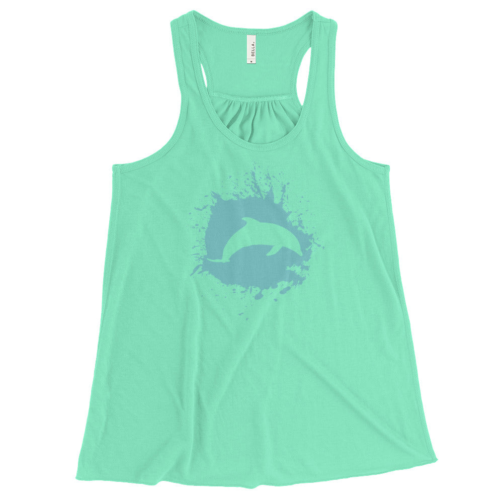 Dolphin Splash Women's Flowy Racerback Tank - Splashing Apparel