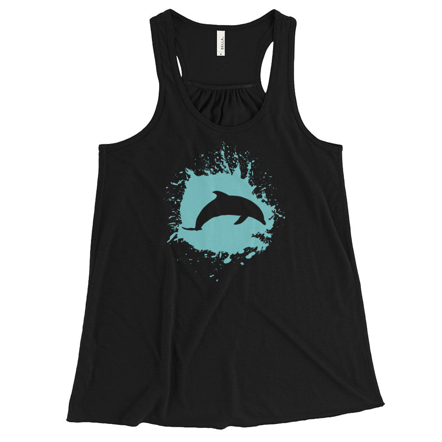 Dolphin Splash Women's Flowy Racerback Tank - Splashing Apparel