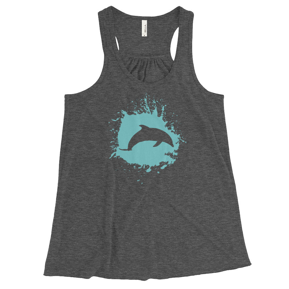 Dolphin Splash Women's Flowy Racerback Tank - Splashing Apparel