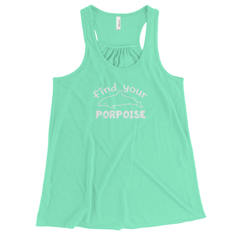 Find Your Porpoise Women's Flowy Racerback Tank - Splashing Apparel