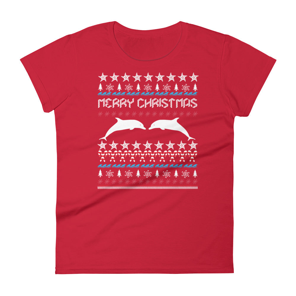 Christmas Dolphin Women's t-shirt - Splashing Apparel