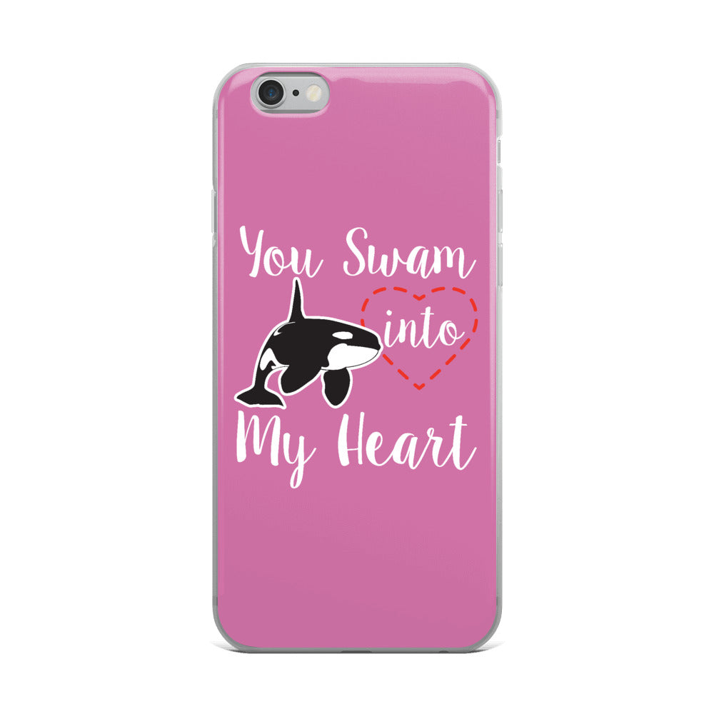 You Swam into My Heart iPhone Case Pink - Splashing Apparel