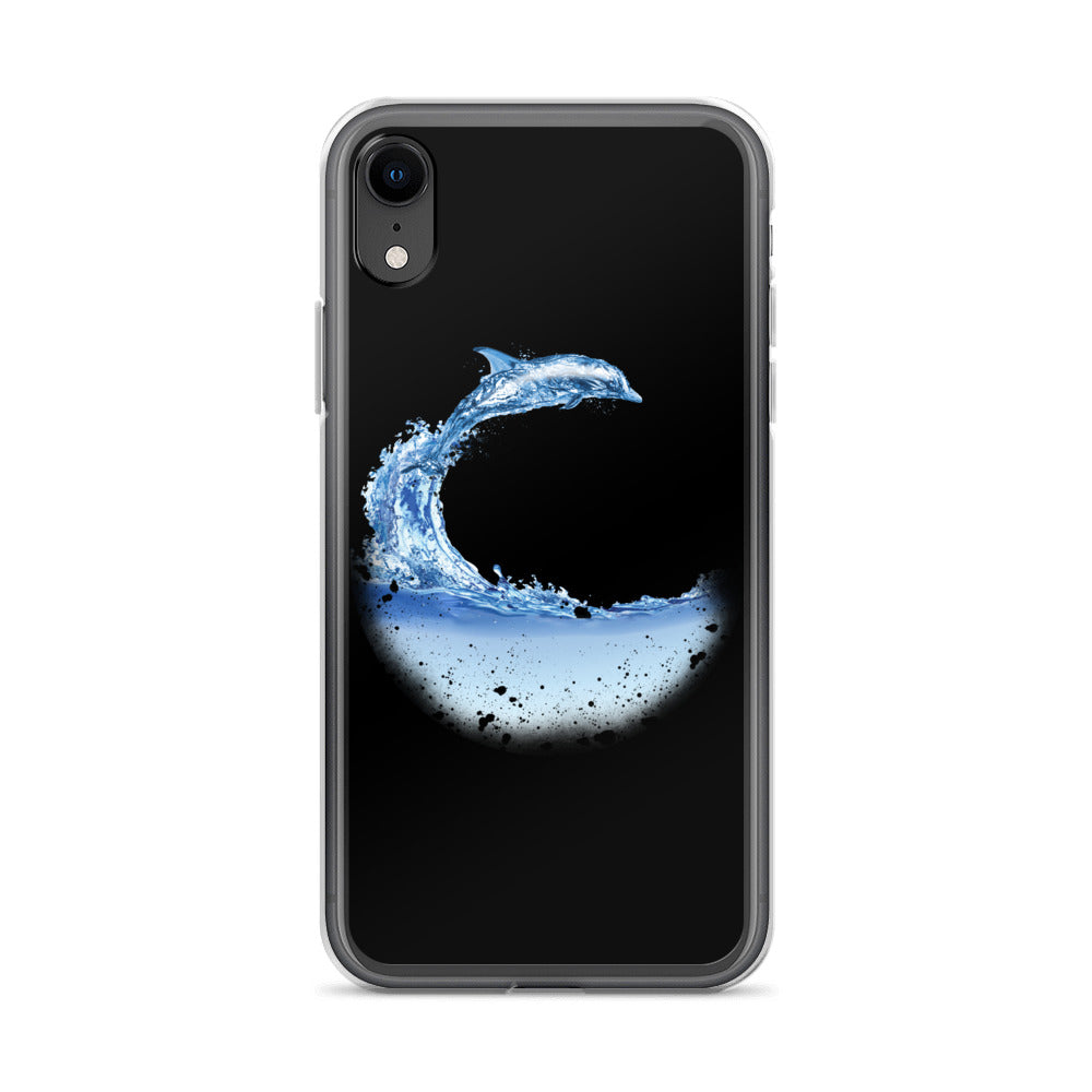 Aqua Dolphin iPhone Case Black - Splashing Apparel