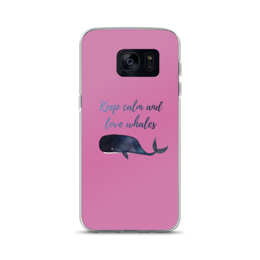 Keep Calm and Love Whales Samsung Case Pink - Splashing Apparel