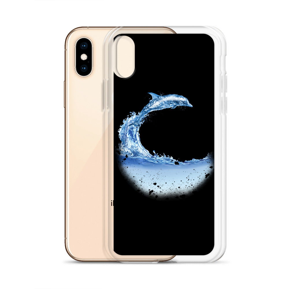 Aqua Dolphin iPhone Case Black - Splashing Apparel