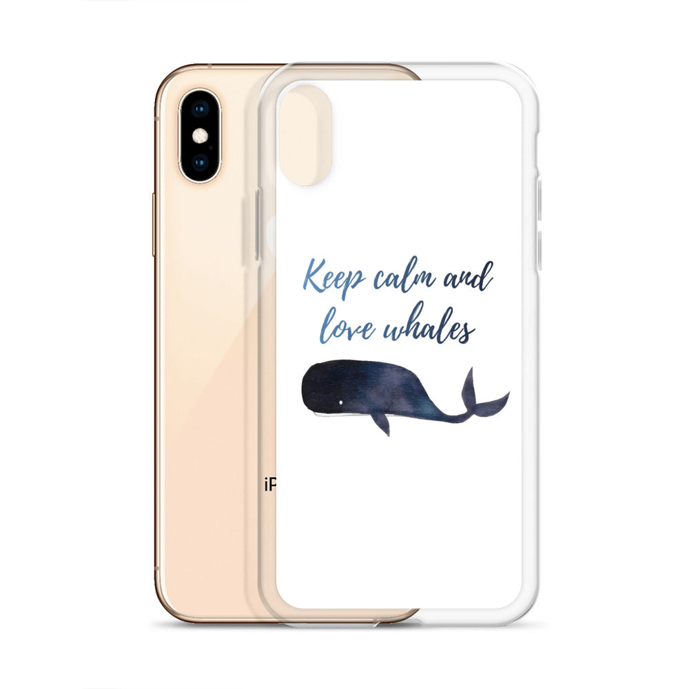 Keep Calm and Love Whales iPhone Case White - Splashing Apparel