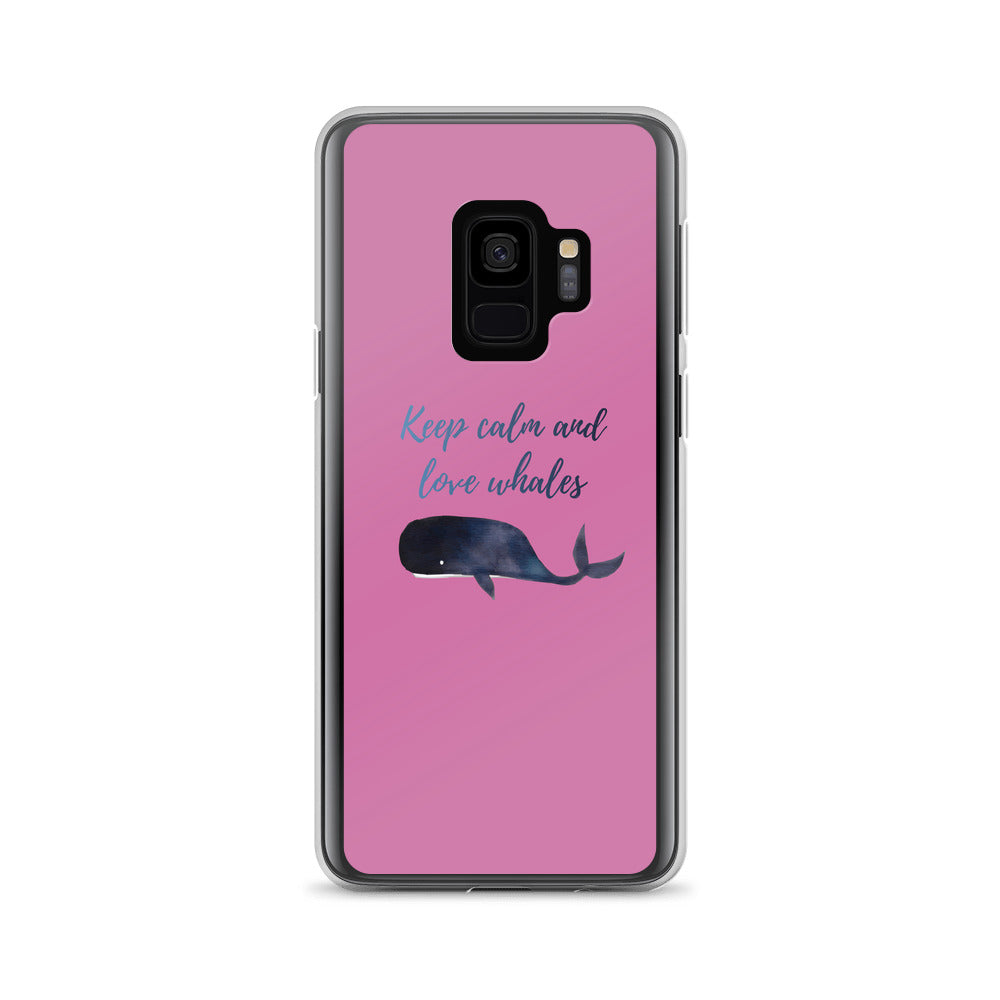 Keep Calm and Love Whales Samsung Case Pink - Splashing Apparel