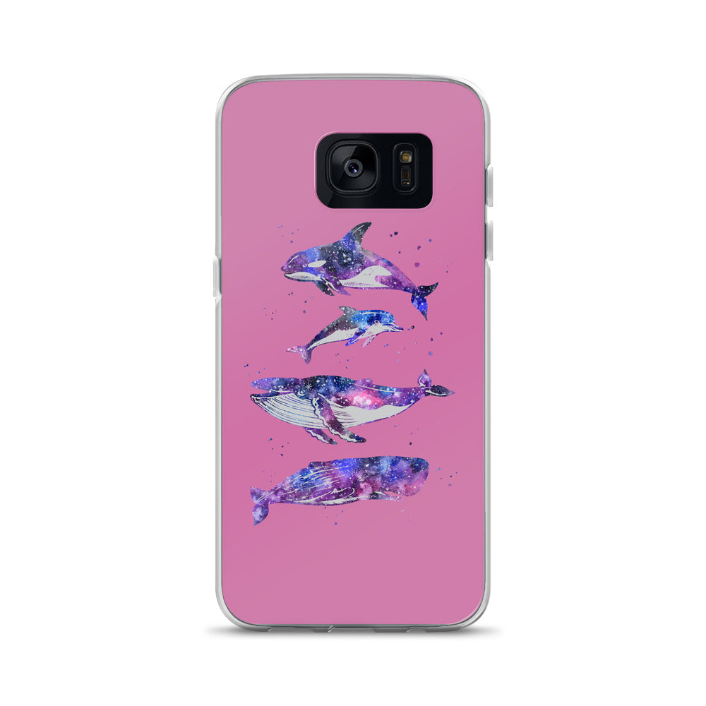 Stary Whales Samsung Case Pink - Splashing Apparel