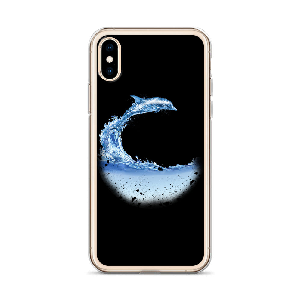 Aqua Dolphin iPhone Case Black - Splashing Apparel