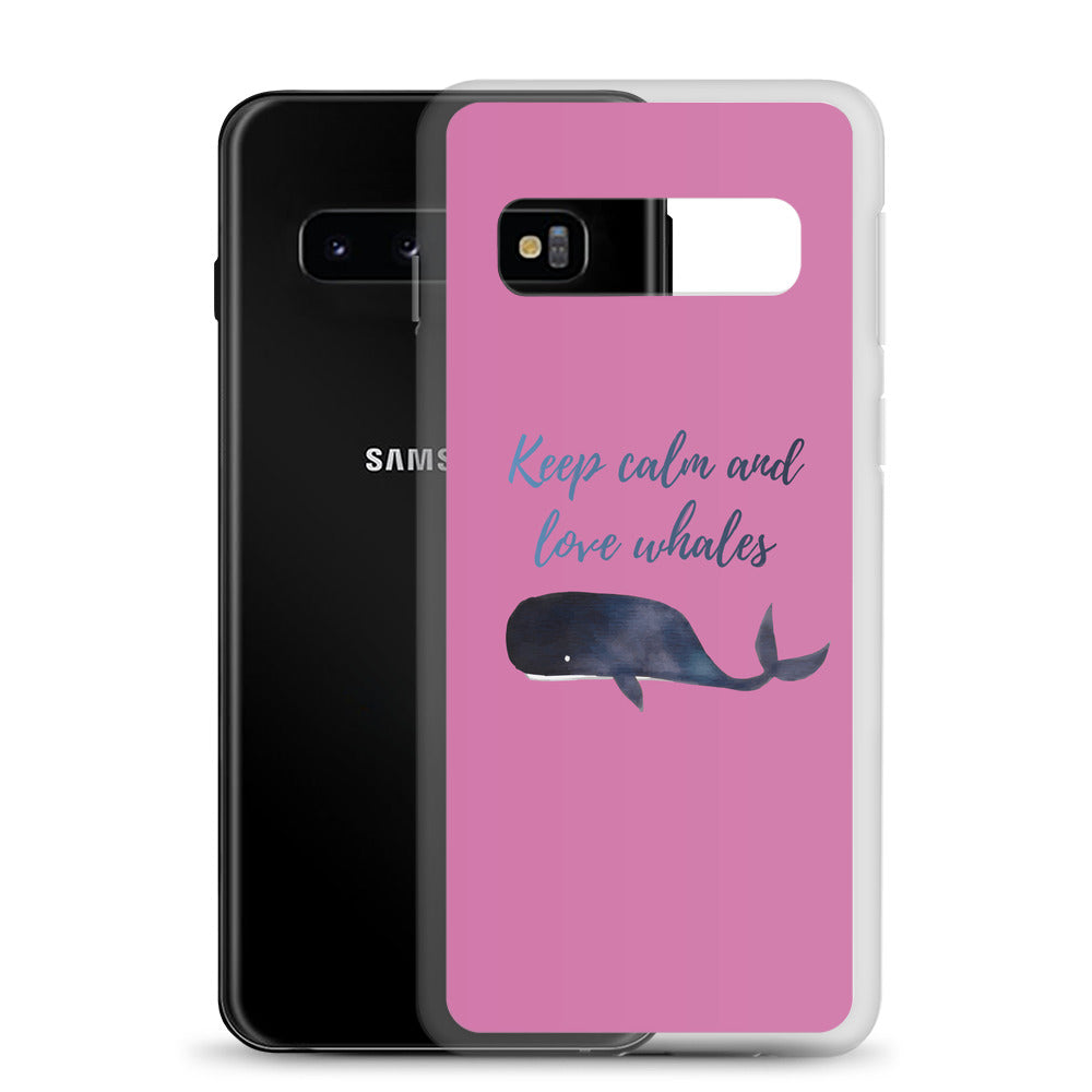 Keep Calm and Love Whales Samsung Case Pink - Splashing Apparel