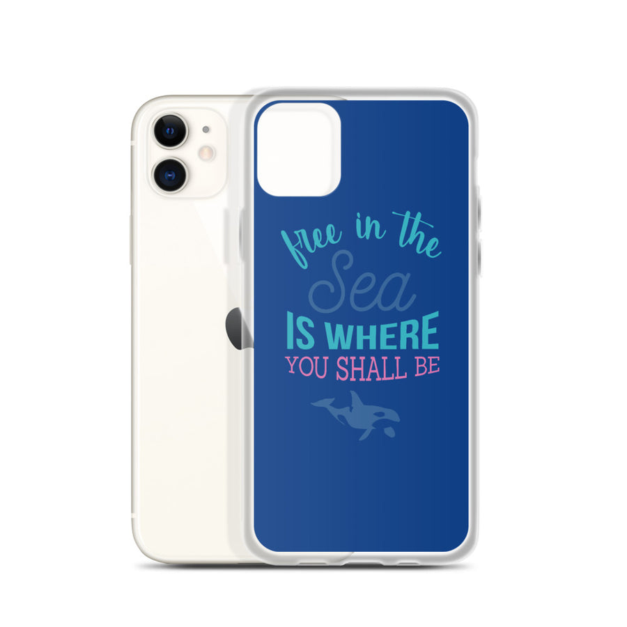 Free in the Sea iPhone Case Dark Blue - Splashing Apparel