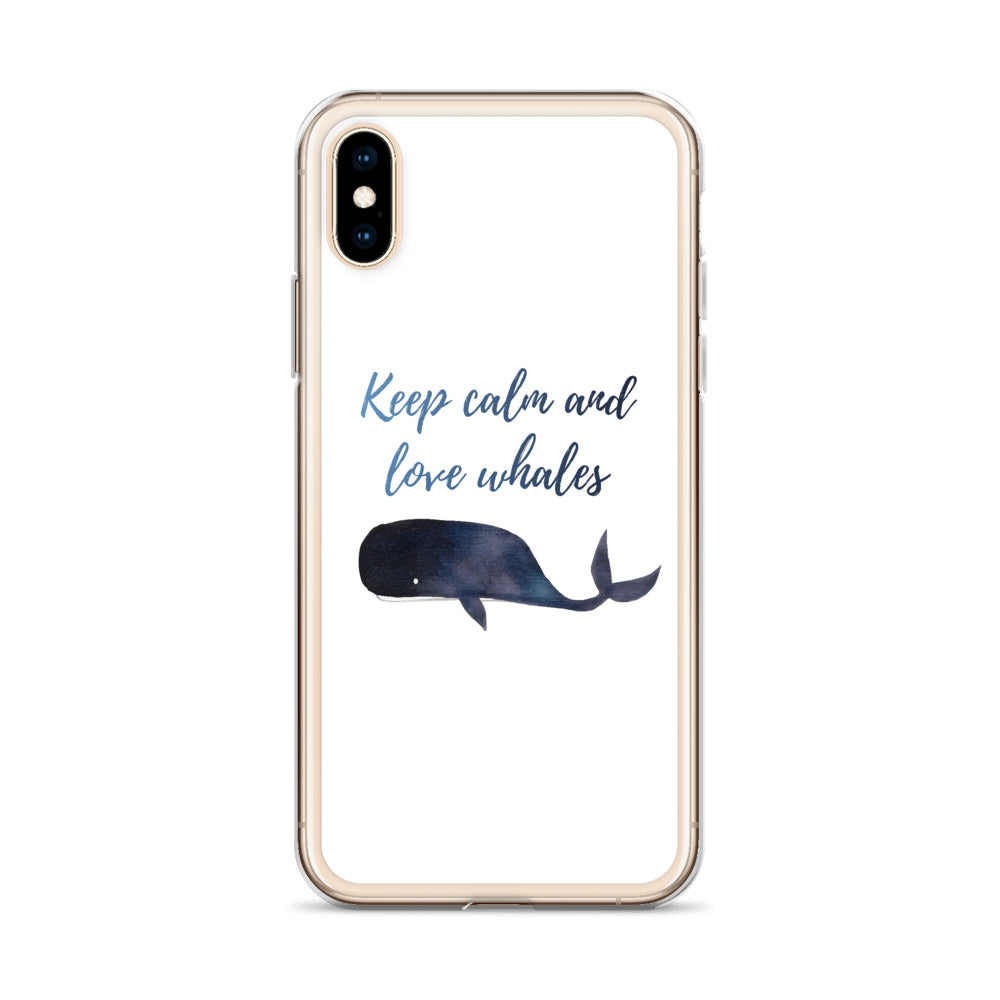 Keep Calm and Love Whales iPhone Case White - Splashing Apparel