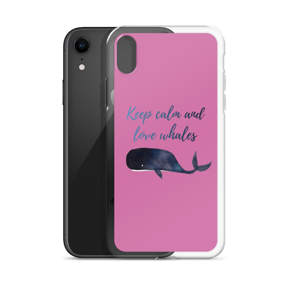 Keep Calm and Love Whales iPhone Case Pink - Splashing Apparel