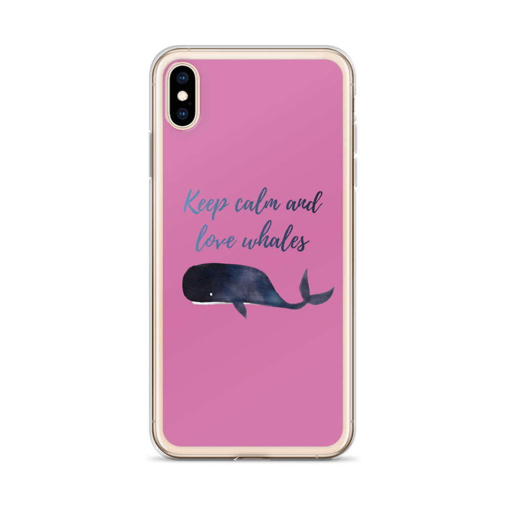 Keep Calm and Love Whales iPhone Case Pink - Splashing Apparel
