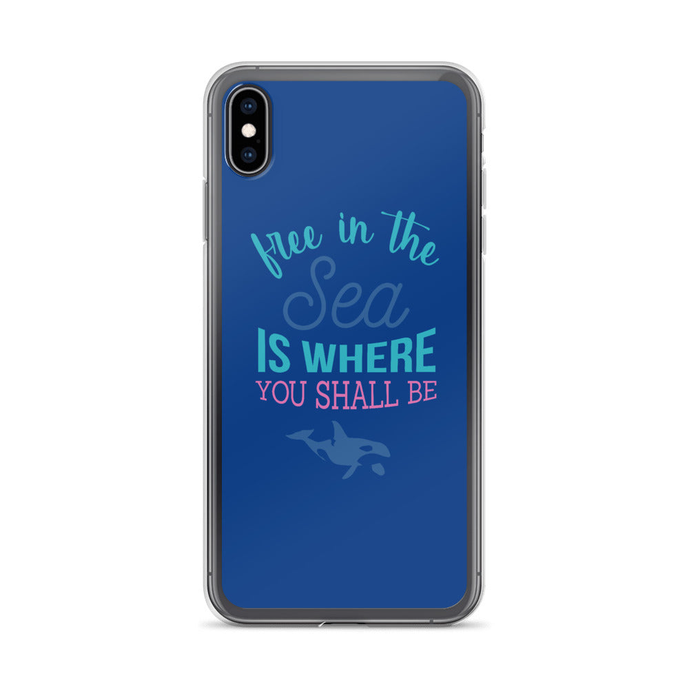 Free in the Sea iPhone Case Dark Blue - Splashing Apparel