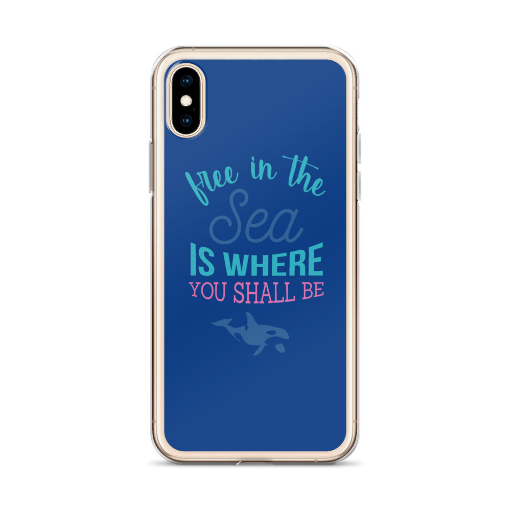 Free in the Sea iPhone Case Dark Blue - Splashing Apparel